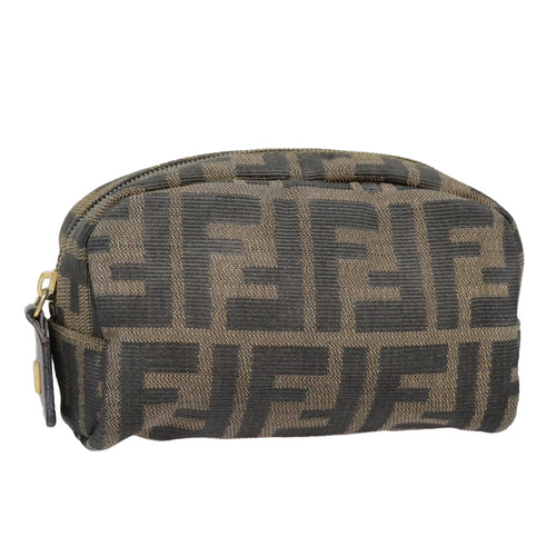 FENDI Zucca Canvas Pouch Black Gold Brownfm3877