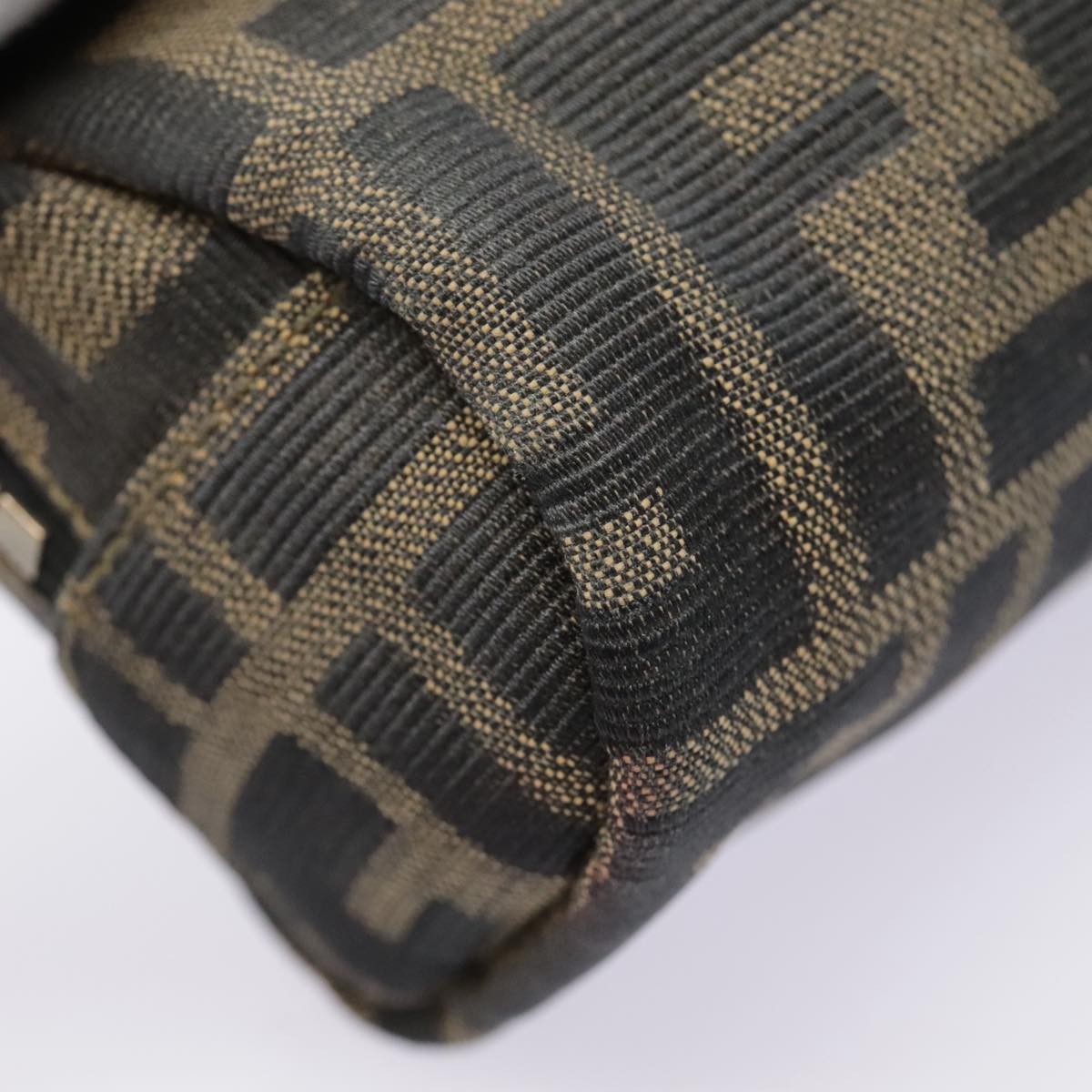 FENDI Zucca Canvas Pouch Black Gold Brownfm3877