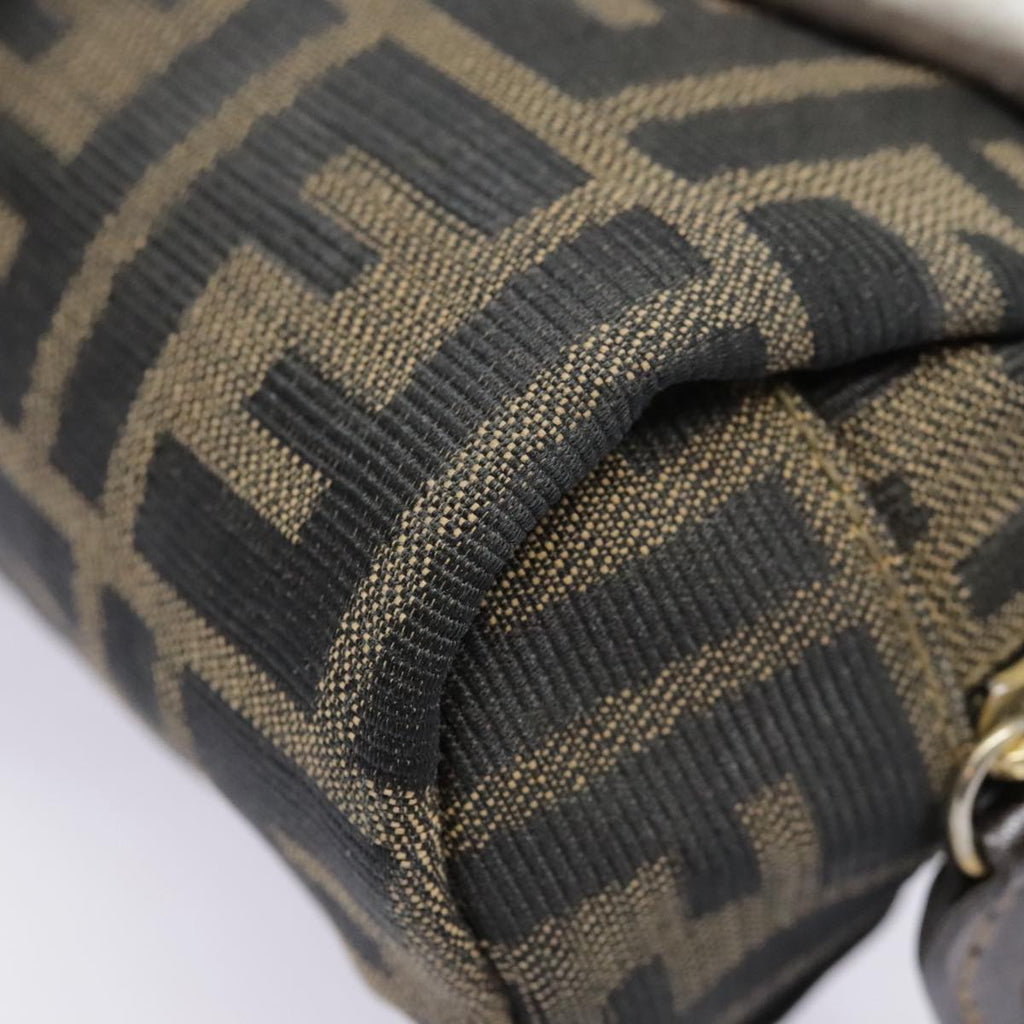 FENDI Zucca Canvas Pouch Black Gold Brownfm3877