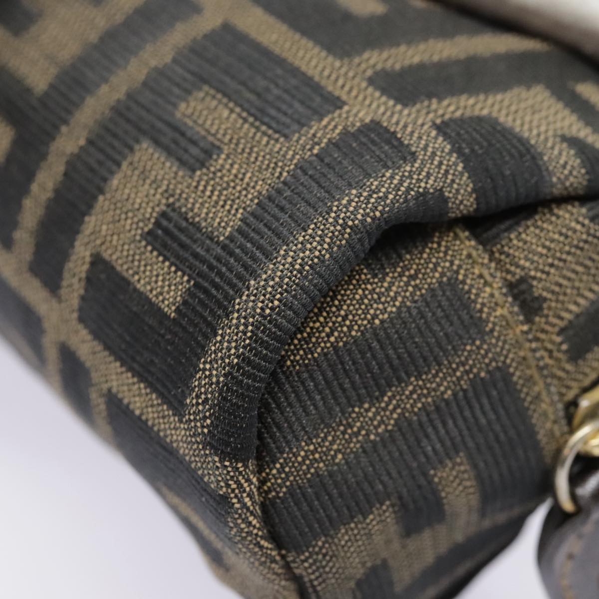 FENDI Zucca Canvas Pouch Black Gold Brownfm3877