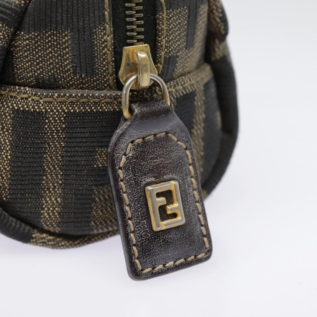 FENDI Zucca Canvas Pouch Black Gold Brownfm3877