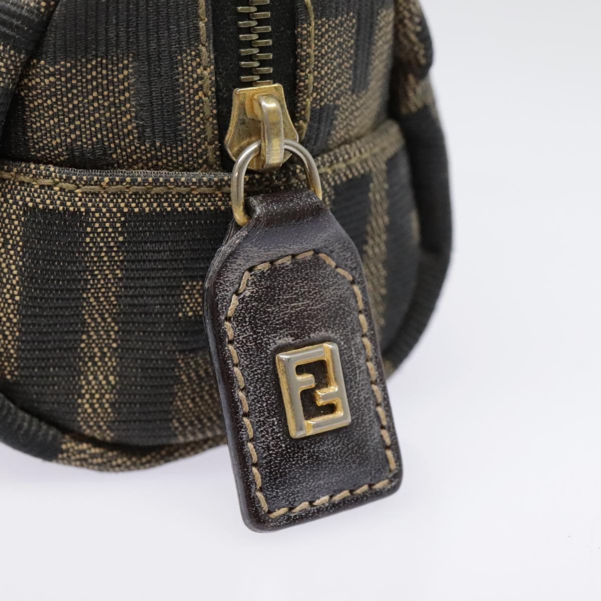 FENDI Zucca Canvas Pouch Black Gold Brownfm3877