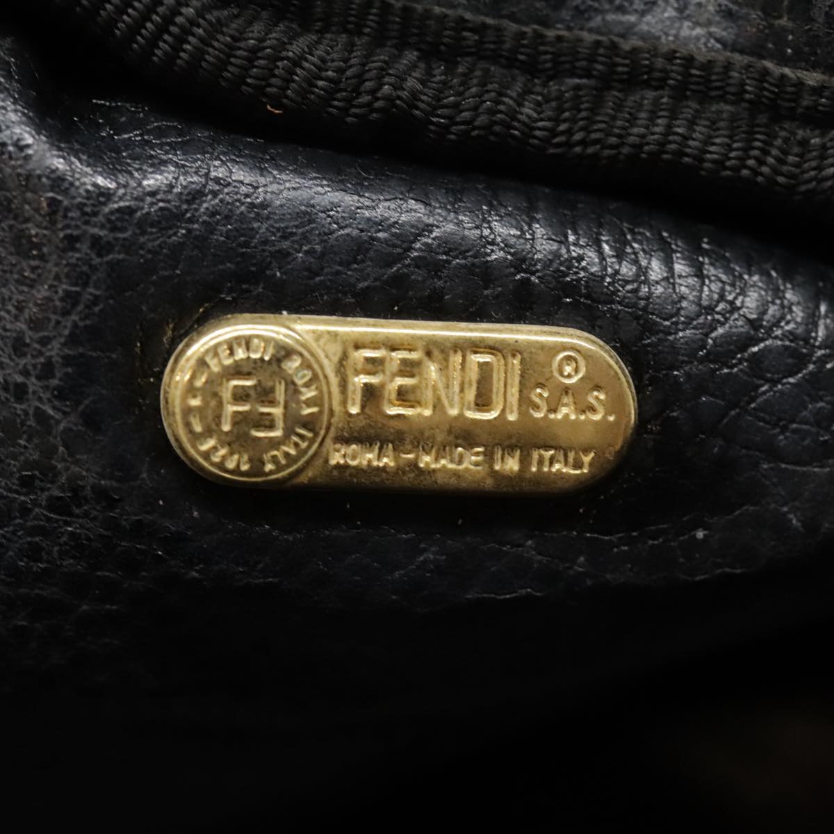 FENDI Zucca Canvas Pouch Black Gold Brownfm3877