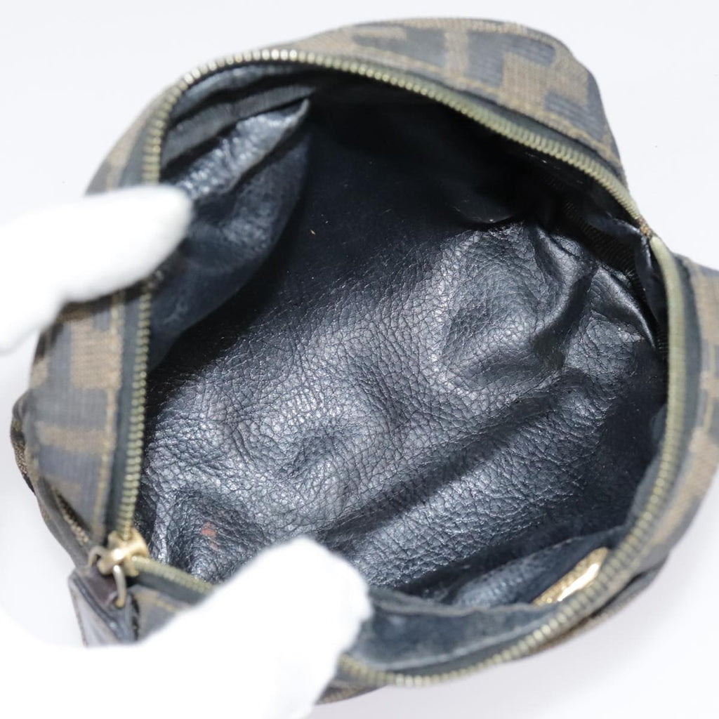 FENDI Zucca Canvas Pouch Black Gold Brownfm3877