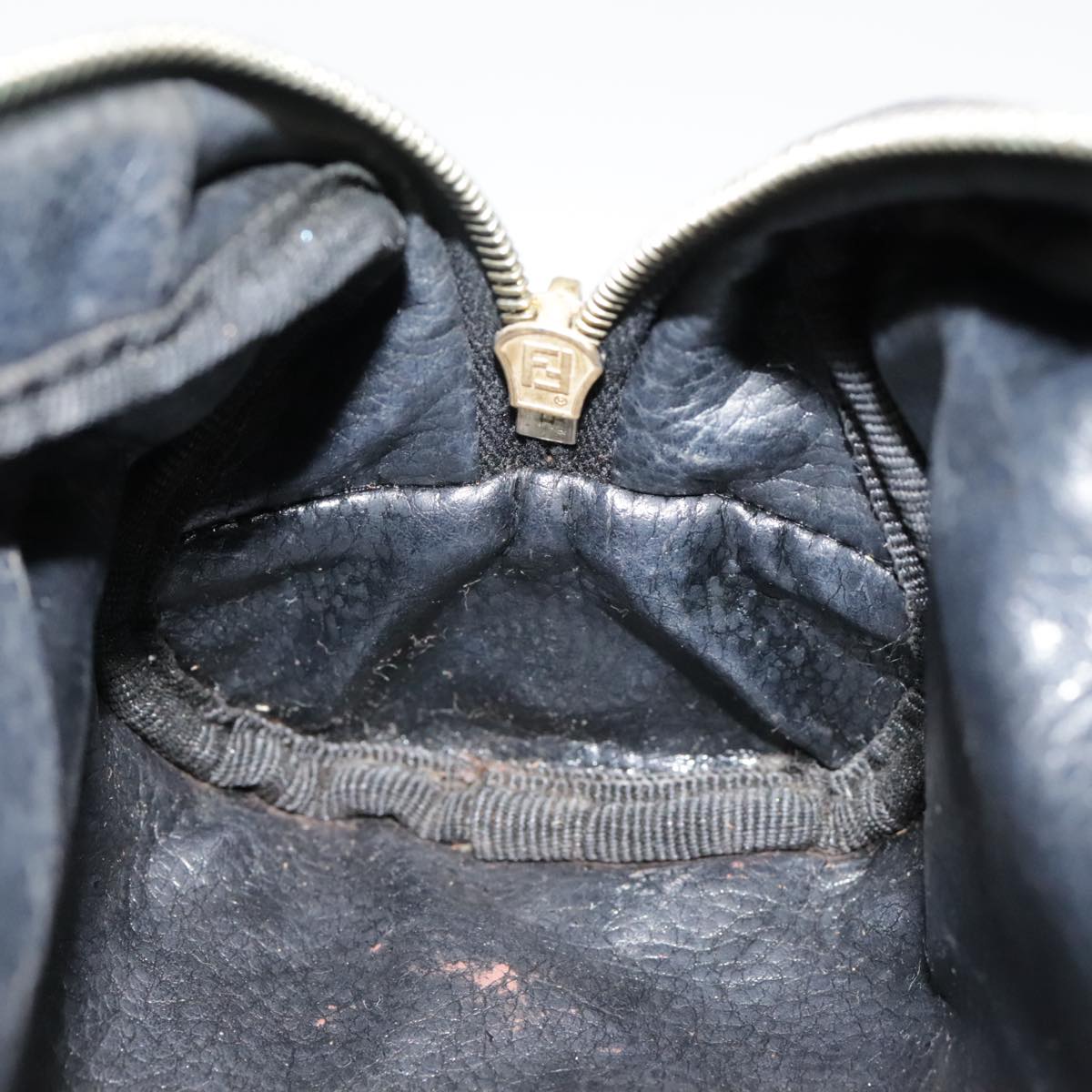 FENDI Zucca Canvas Pouch Black Gold Brownfm3877