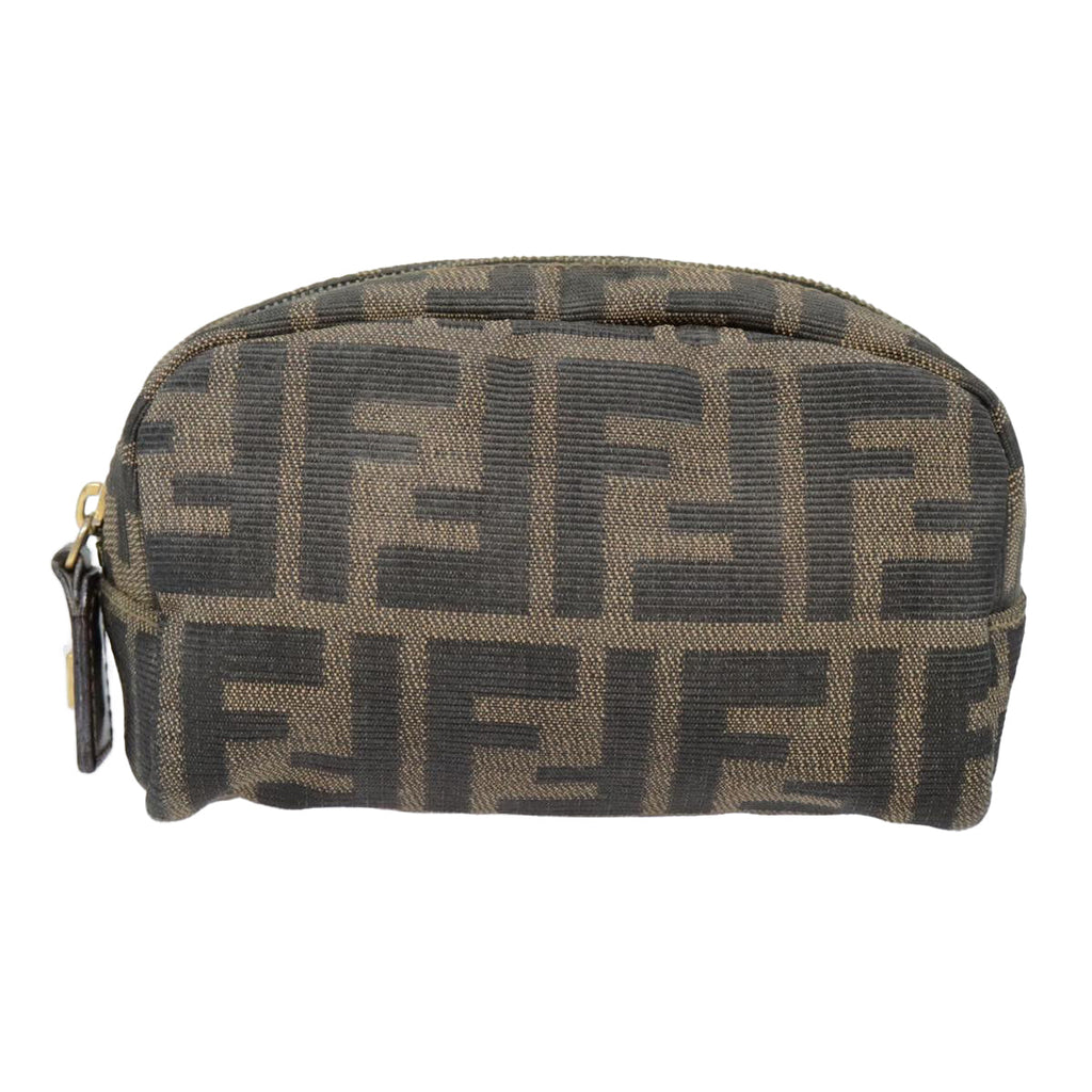 FENDI Zucca Canvas Pouch Black Gold Brownfm3877