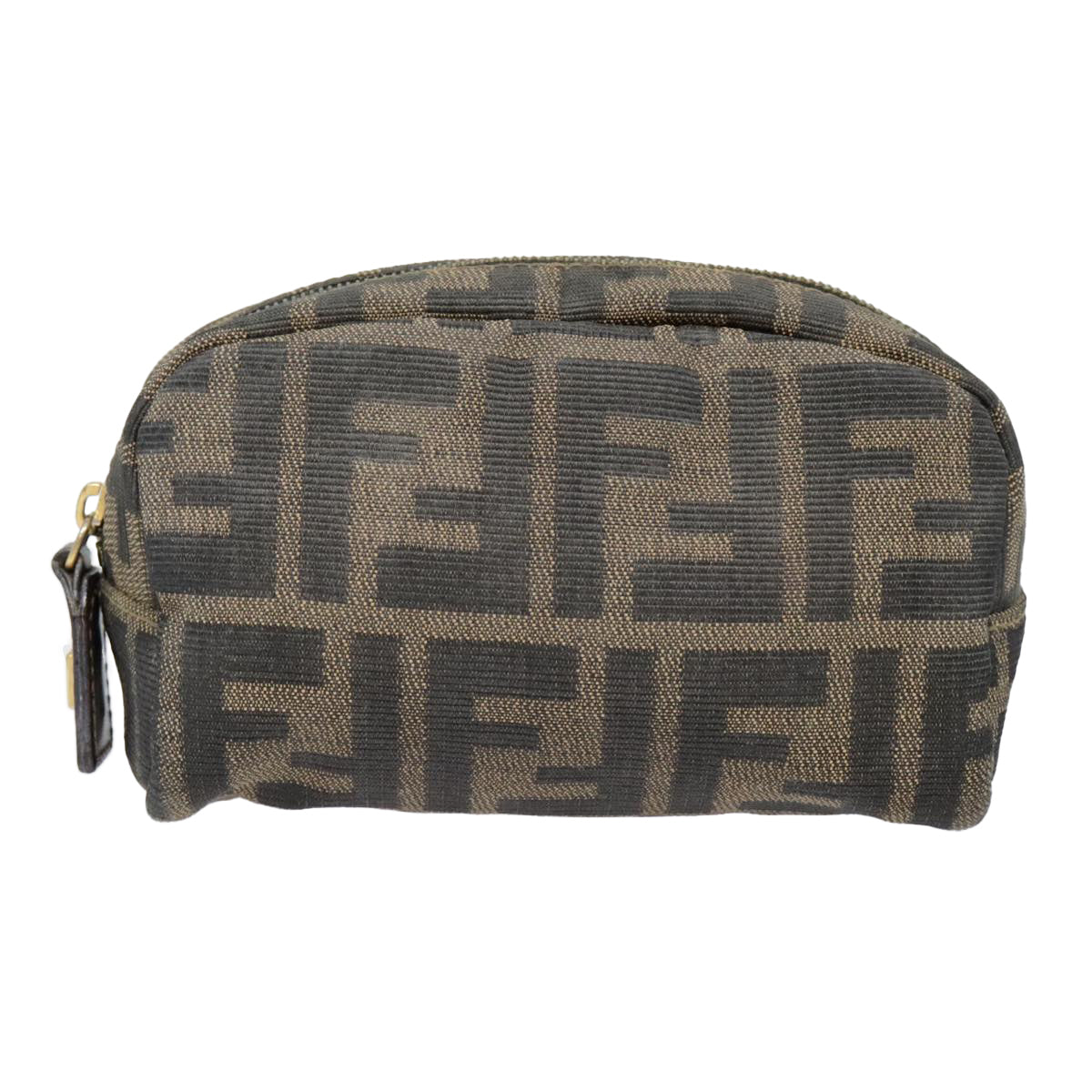 FENDI Zucca Canvas Pouch Black Gold Brownfm3877