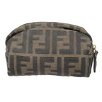 FENDI Zucca Canvas Pouch Black Gold Brownfm3877