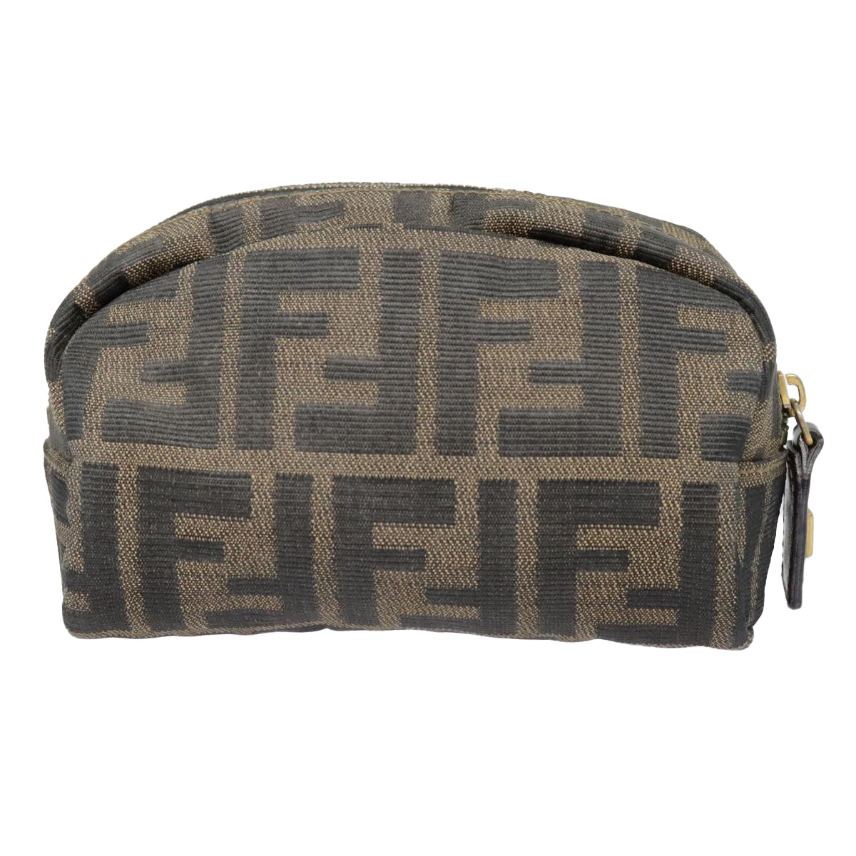 FENDI Zucca Canvas Pouch Black Gold Brownfm3877