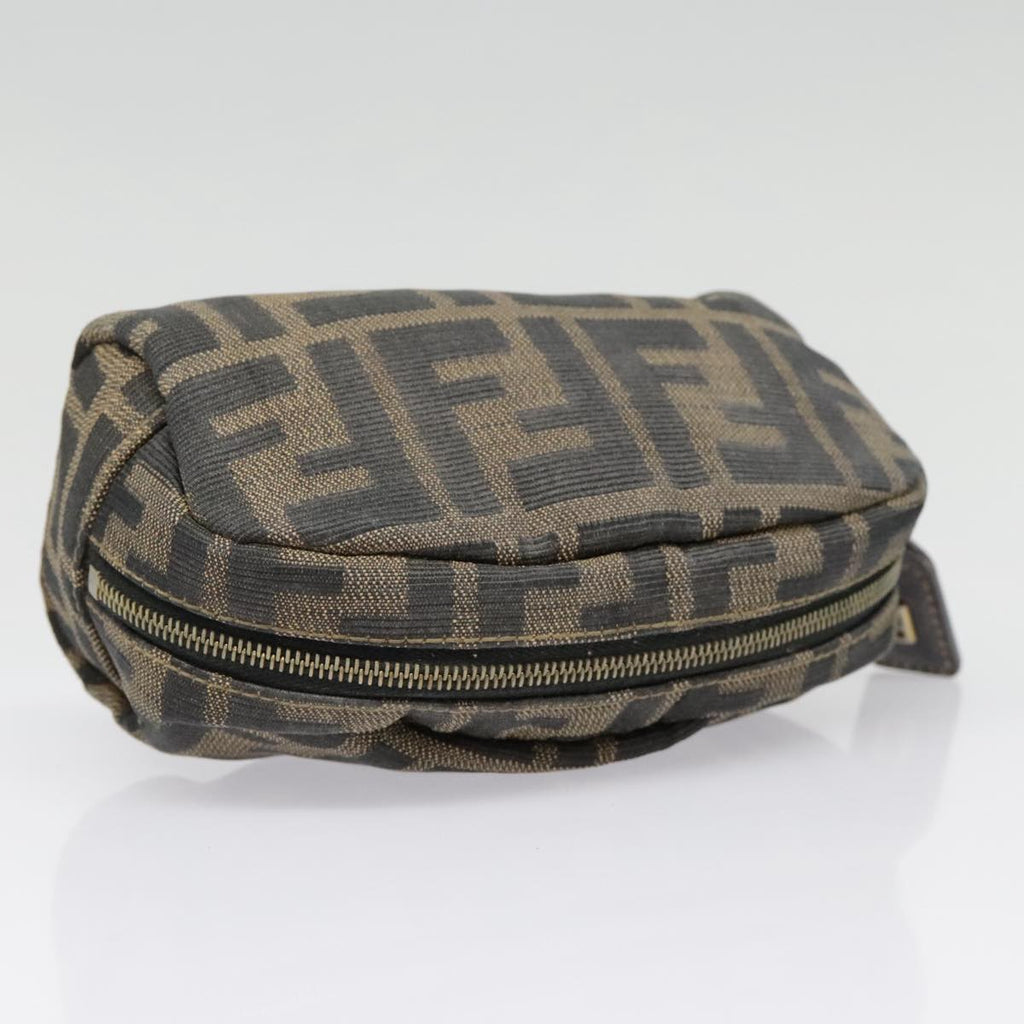 FENDI Zucca Canvas Pouch Black Gold Brownfm3877