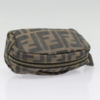 FENDI Zucca Canvas Pouch Black Gold Brownfm3877