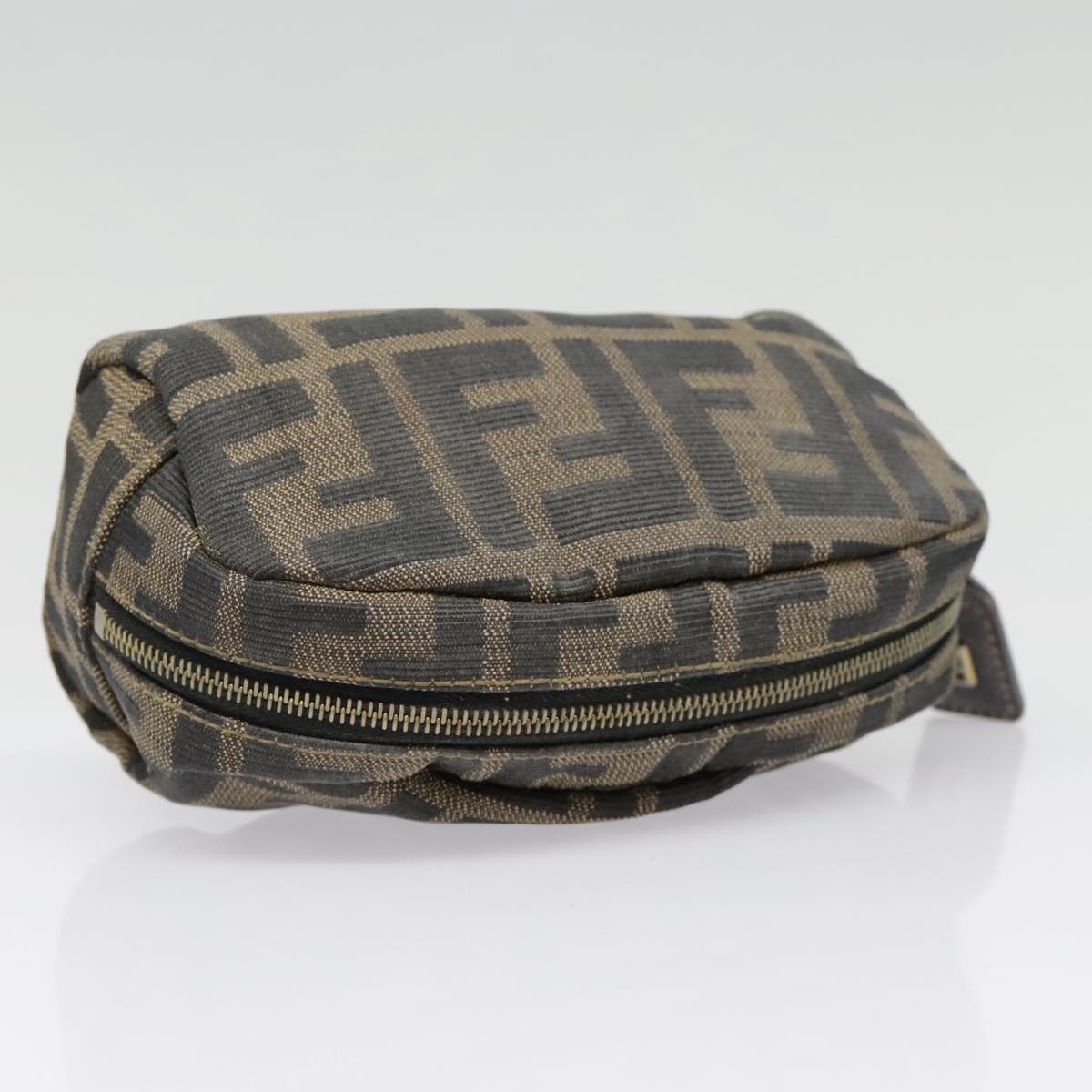 FENDI Zucca Canvas Pouch Black Gold Brownfm3877