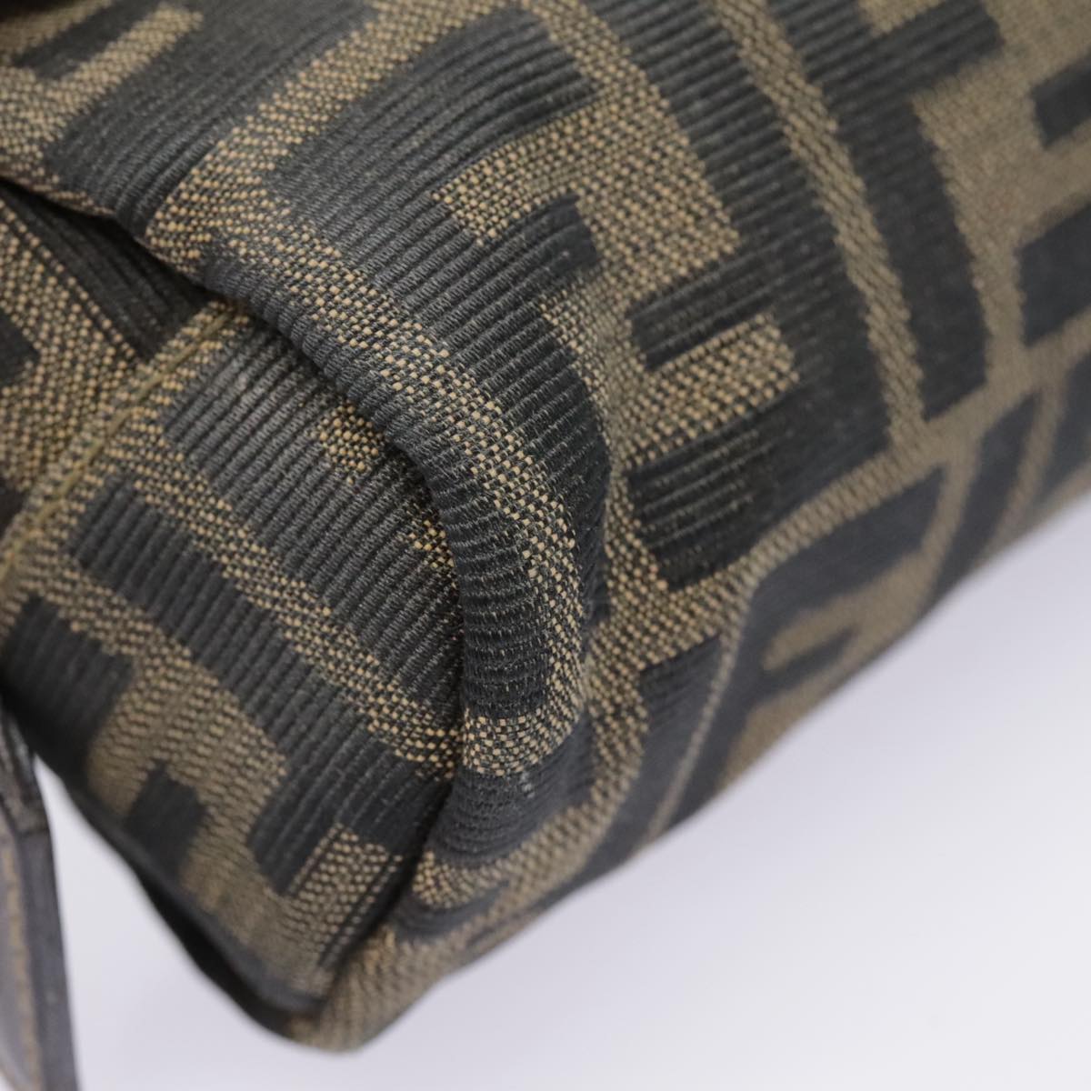 FENDI Zucca Canvas Pouch Black Gold Brownfm3877