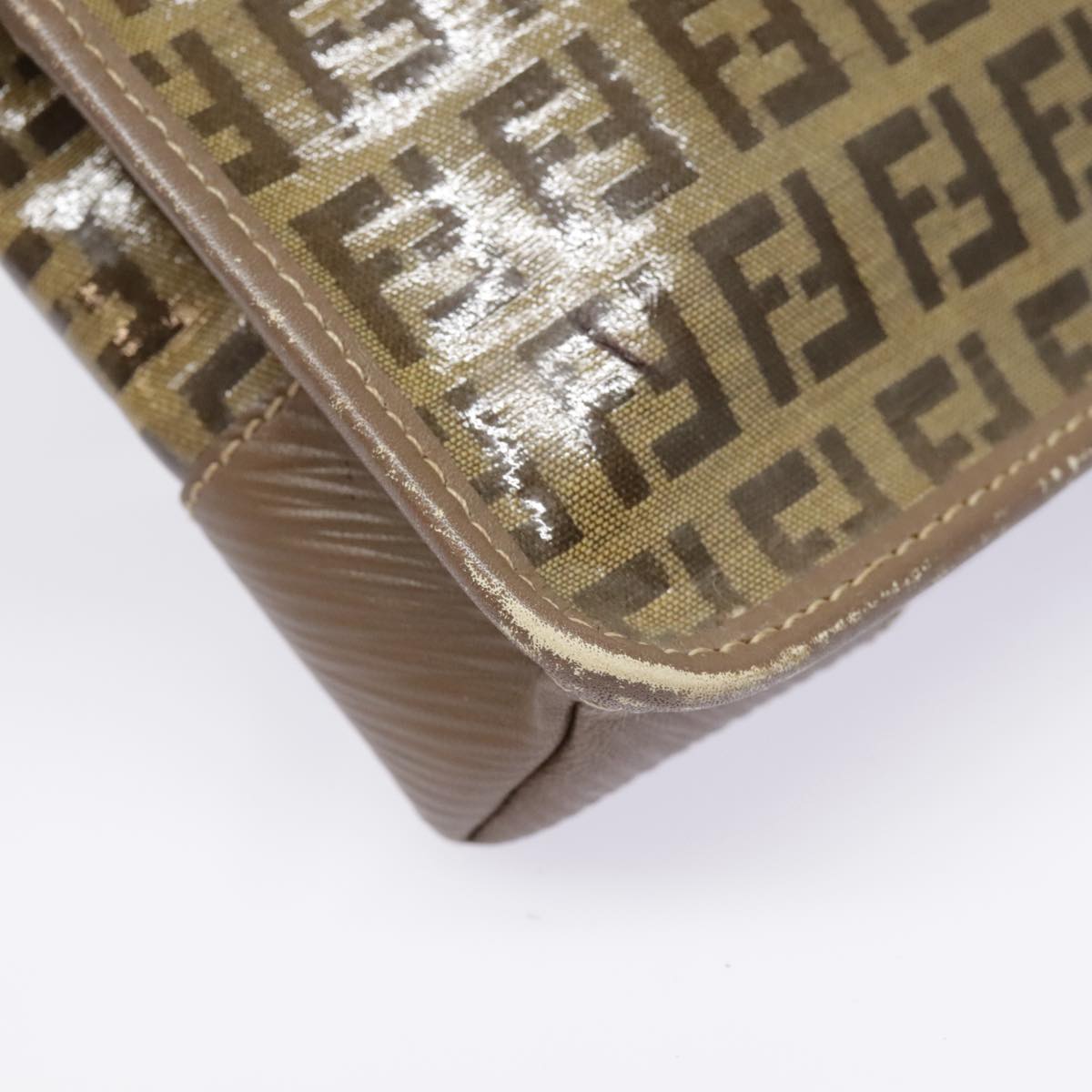 FENDI Zucchino Canvas Shoulder Bag Vintage Beigefm3888