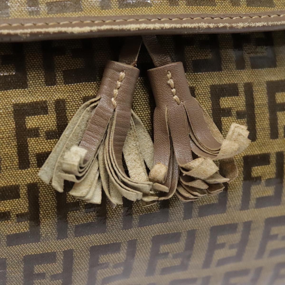 FENDI Zucchino Canvas Shoulder Bag Vintage Beigefm3888