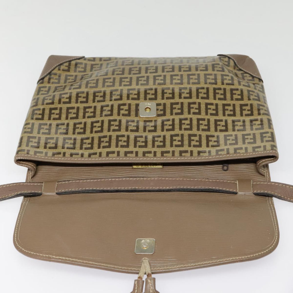 FENDI Zucchino Canvas Shoulder Bag Vintage Beigefm3888