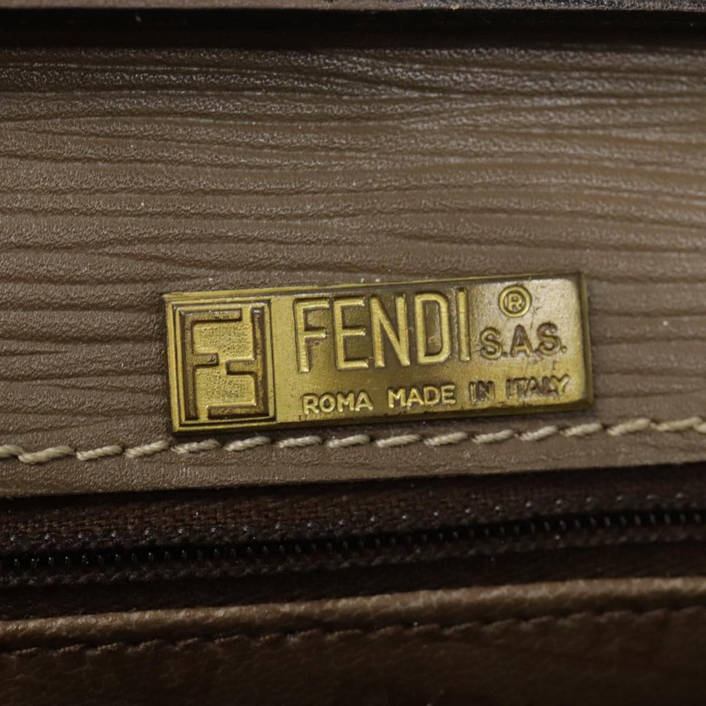 FENDI Zucchino Canvas Shoulder Bag Vintage Beigefm3888