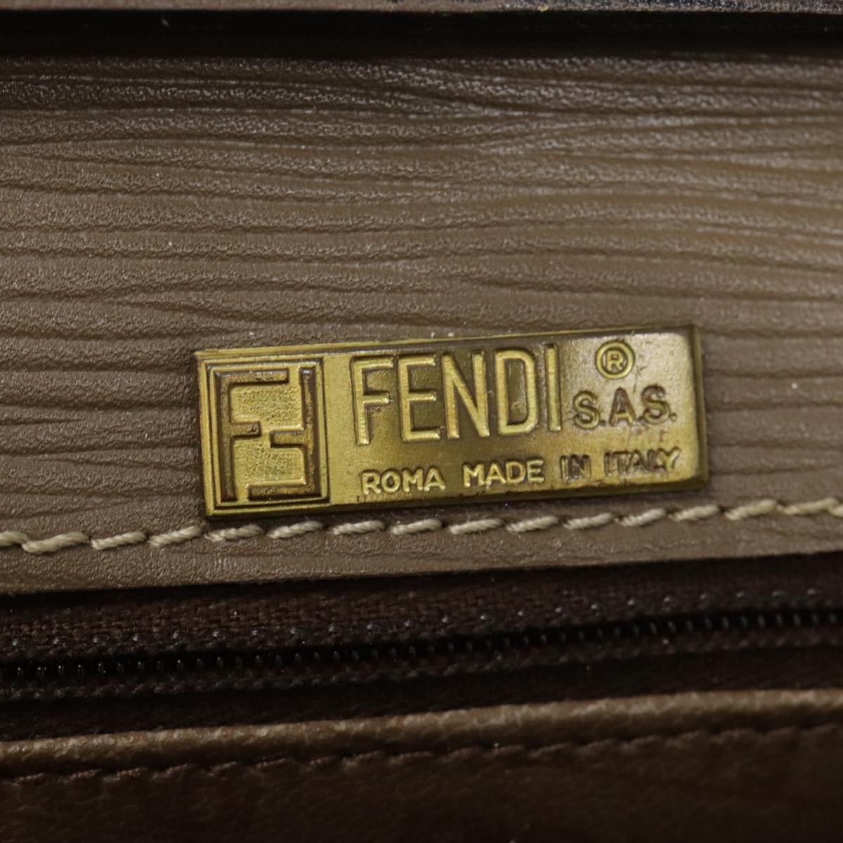 FENDI Zucchino Canvas Shoulder Bag Vintage Beigefm3888