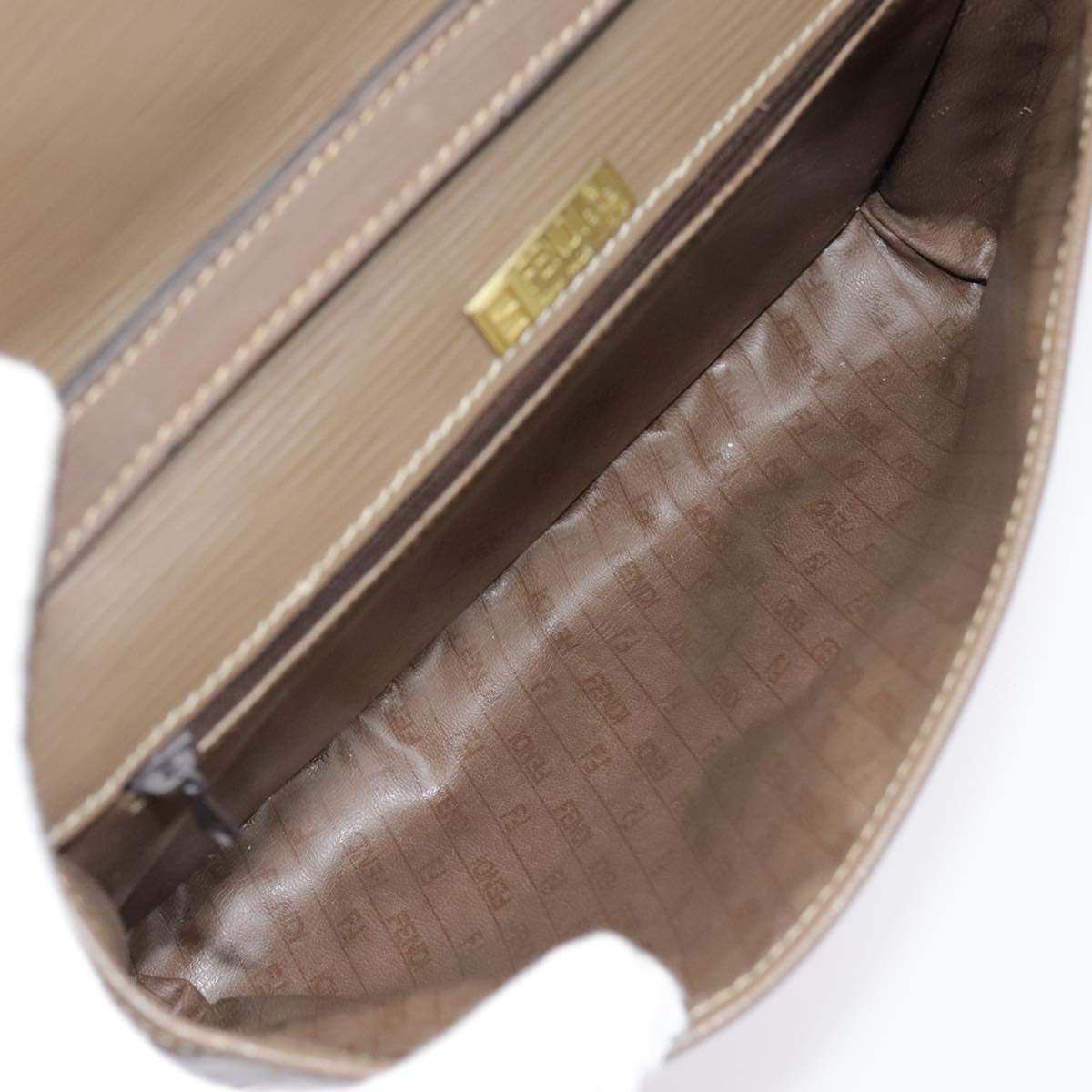 FENDI Zucchino Canvas Shoulder Bag Vintage Beigefm3888