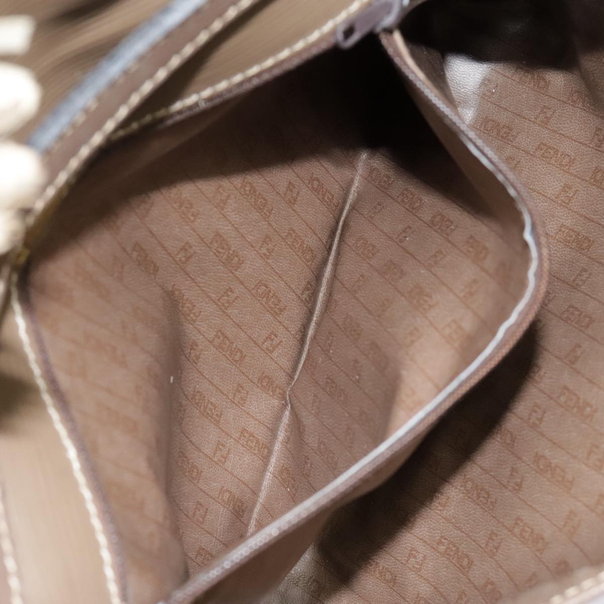 FENDI Zucchino Canvas Shoulder Bag Vintage Beigefm3888