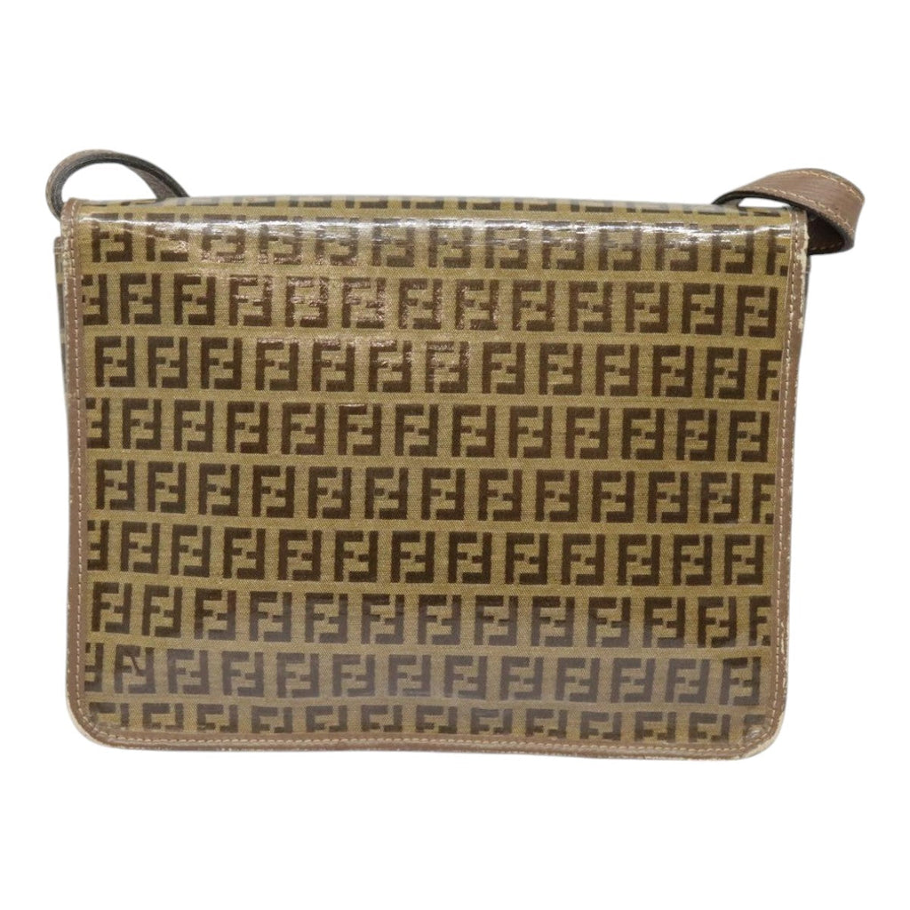 FENDI Zucchino Canvas Shoulder Bag Vintage Beigefm3888