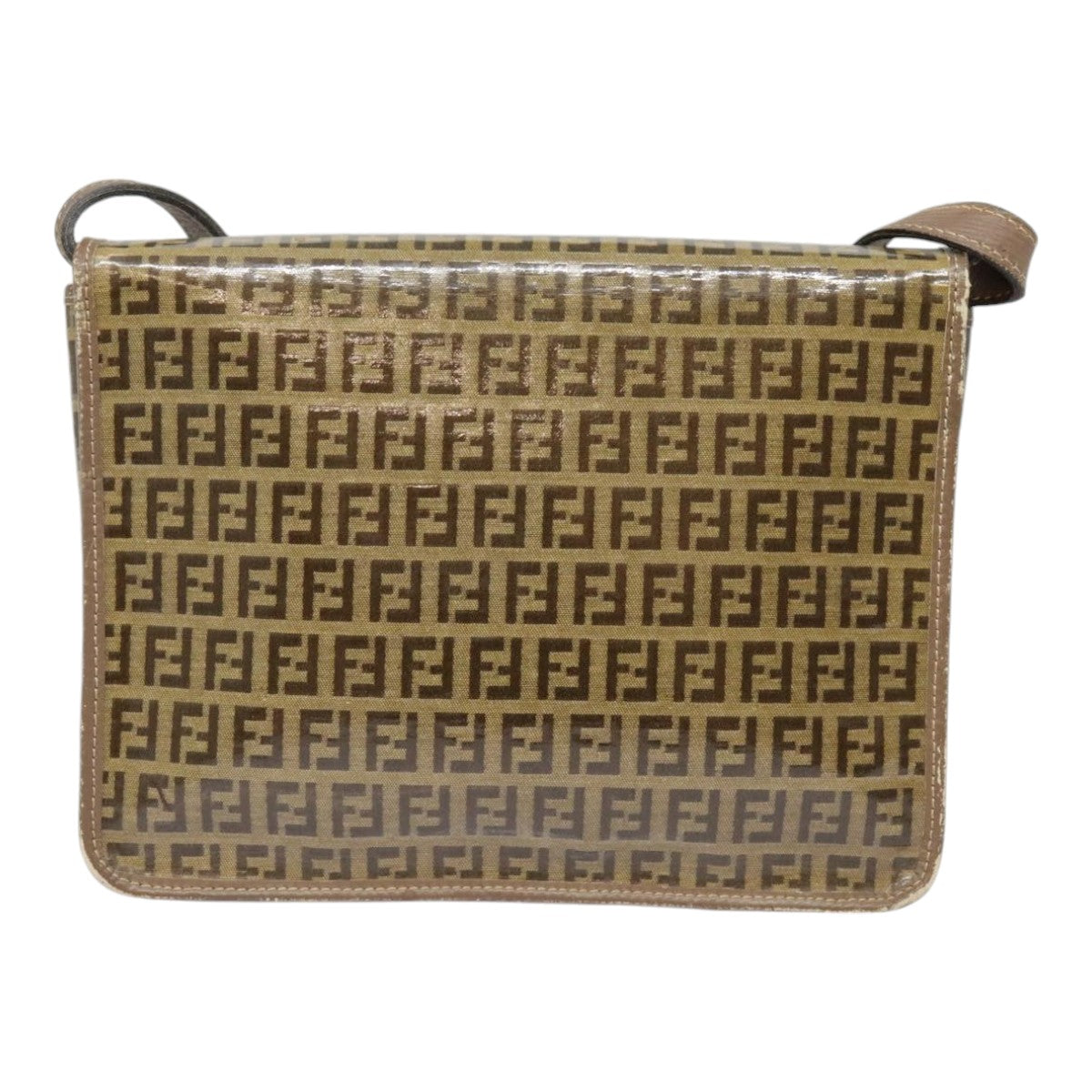 FENDI Zucchino Canvas Shoulder Bag Vintage Beigefm3888