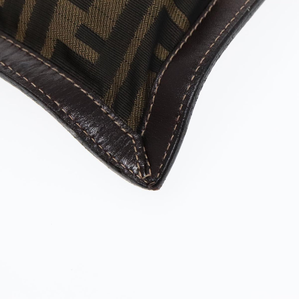 FENDI Zucca Canvas Clutch Bag Brown Black goldfm3891