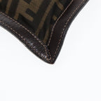 FENDI Zucca Canvas Clutch Bag Brown Black goldfm3891