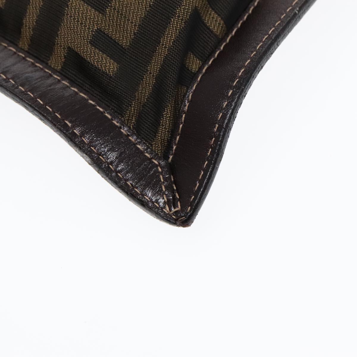FENDI Zucca Canvas Clutch Bag Brown Black goldfm3891
