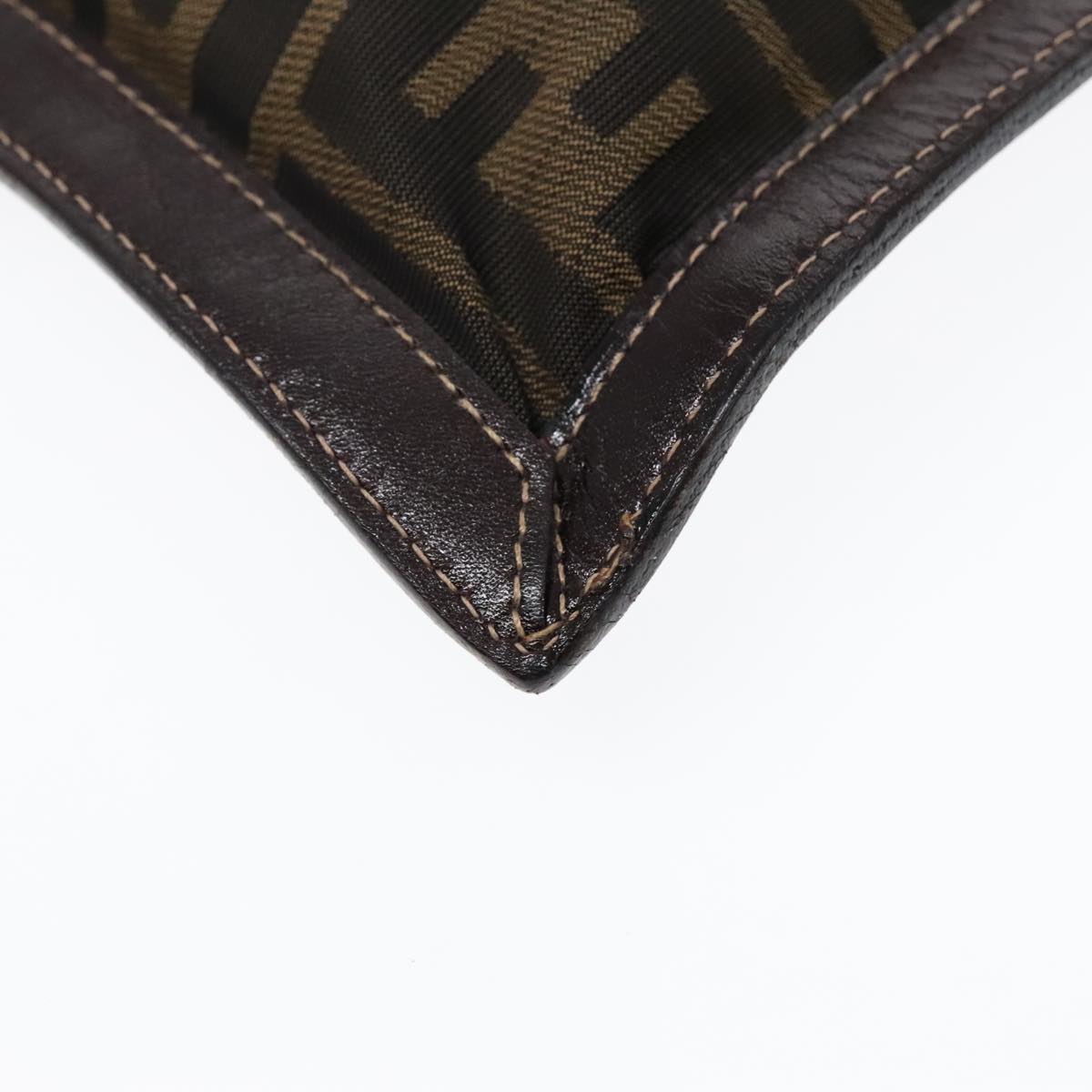 FENDI Zucca Canvas Clutch Bag Brown Black goldfm3891