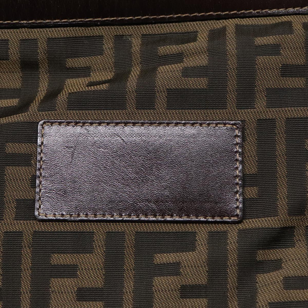 FENDI Zucca Canvas Clutch Bag Brown Black goldfm3891
