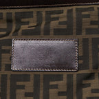 FENDI Zucca Canvas Clutch Bag Brown Black goldfm3891