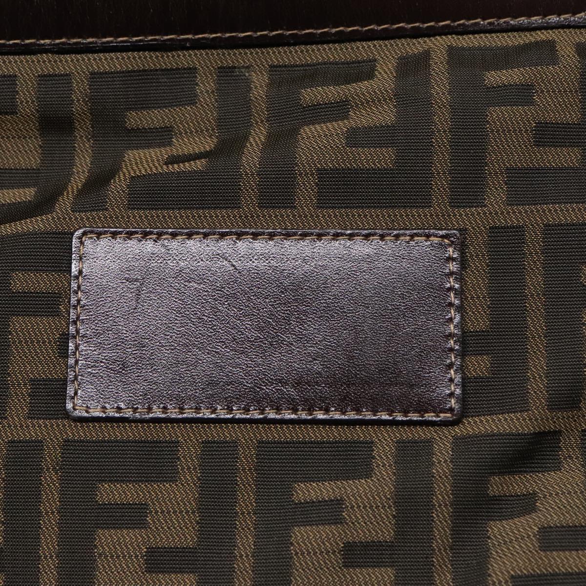 FENDI Zucca Canvas Clutch Bag Brown Black goldfm3891