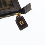 FENDI Zucca Canvas Clutch Bag Brown Black goldfm3891