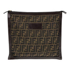 FENDI Zucca Canvas Clutch Bag Brown Black goldfm3891