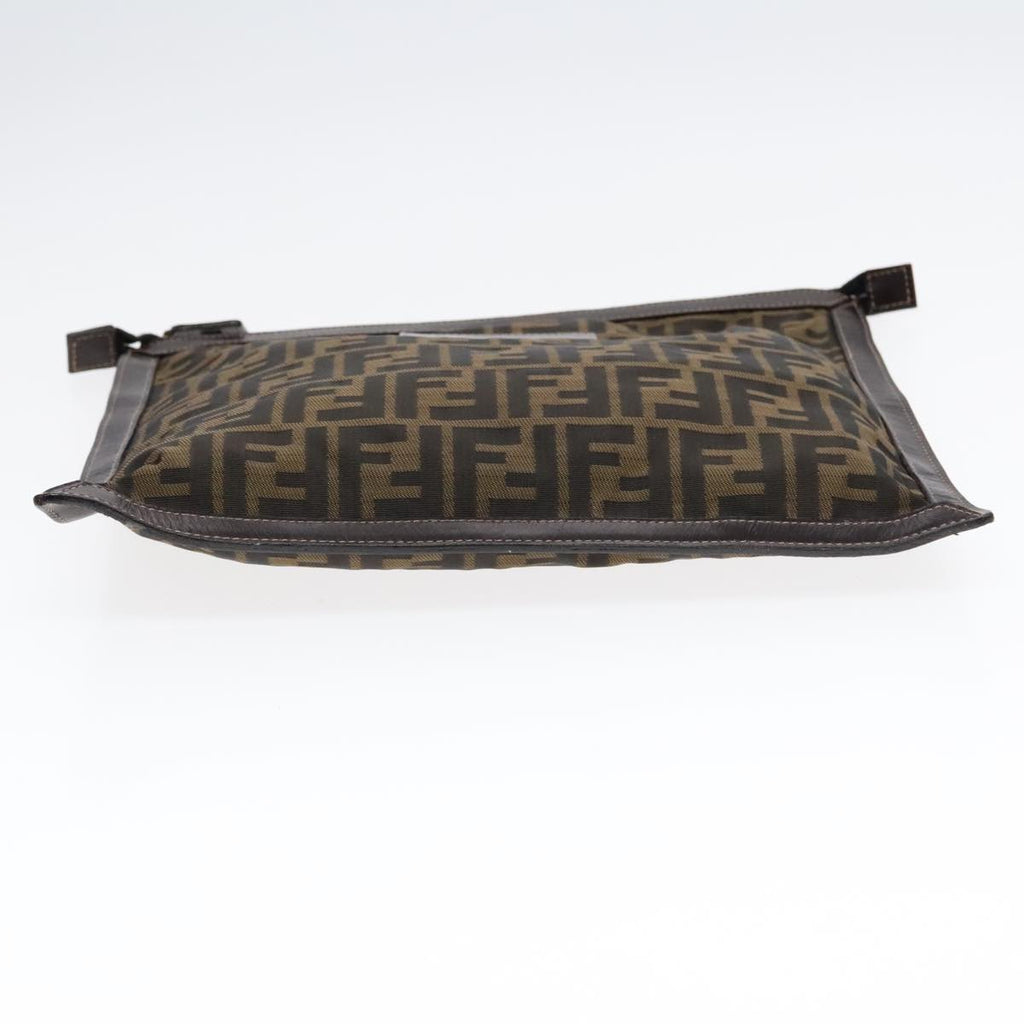 FENDI Zucca Canvas Clutch Bag Brown Black goldfm3891