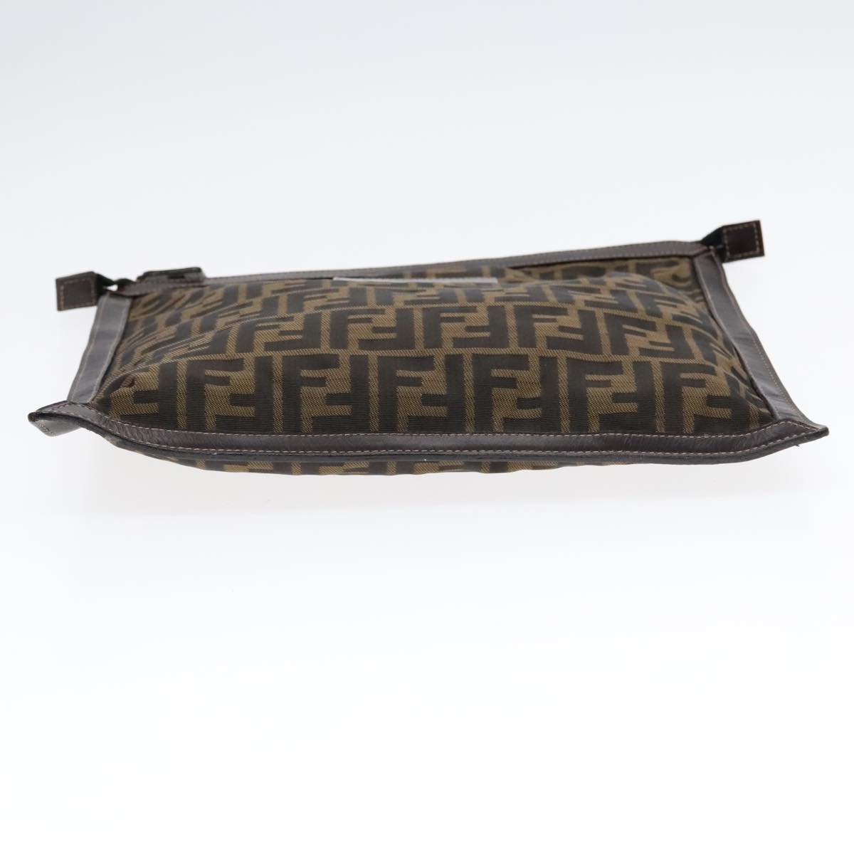 FENDI Zucca Canvas Clutch Bag Brown Black goldfm3891