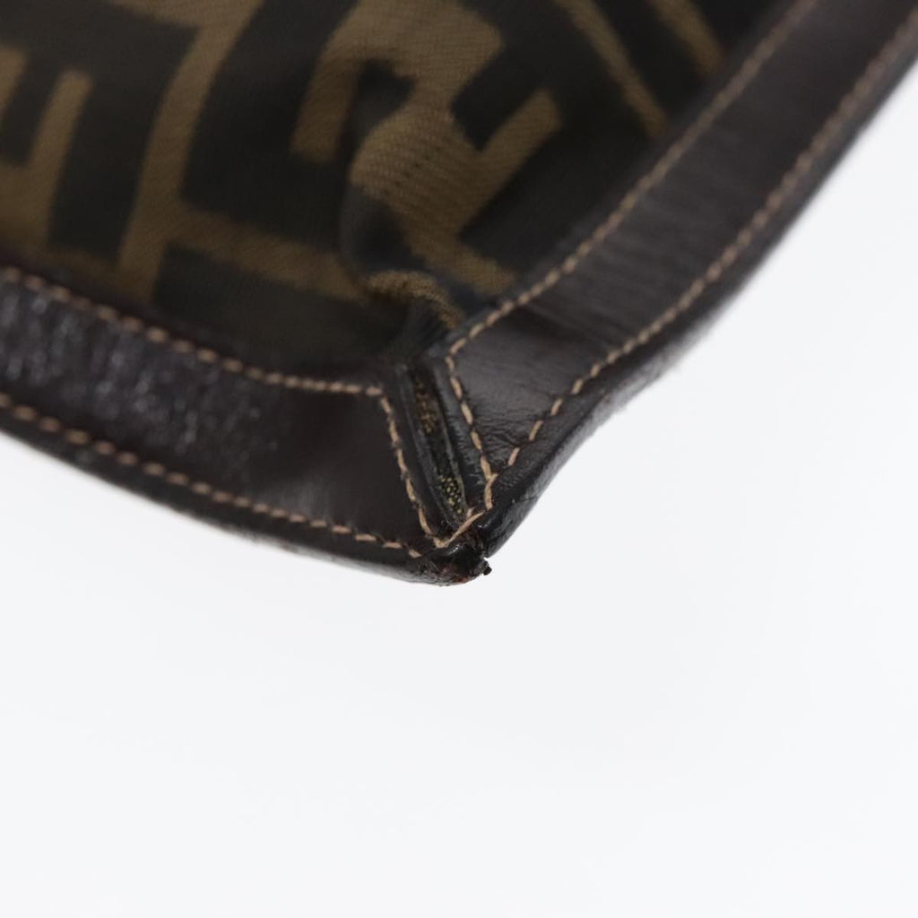 FENDI Zucca Canvas Clutch Bag Brown Black goldfm3891