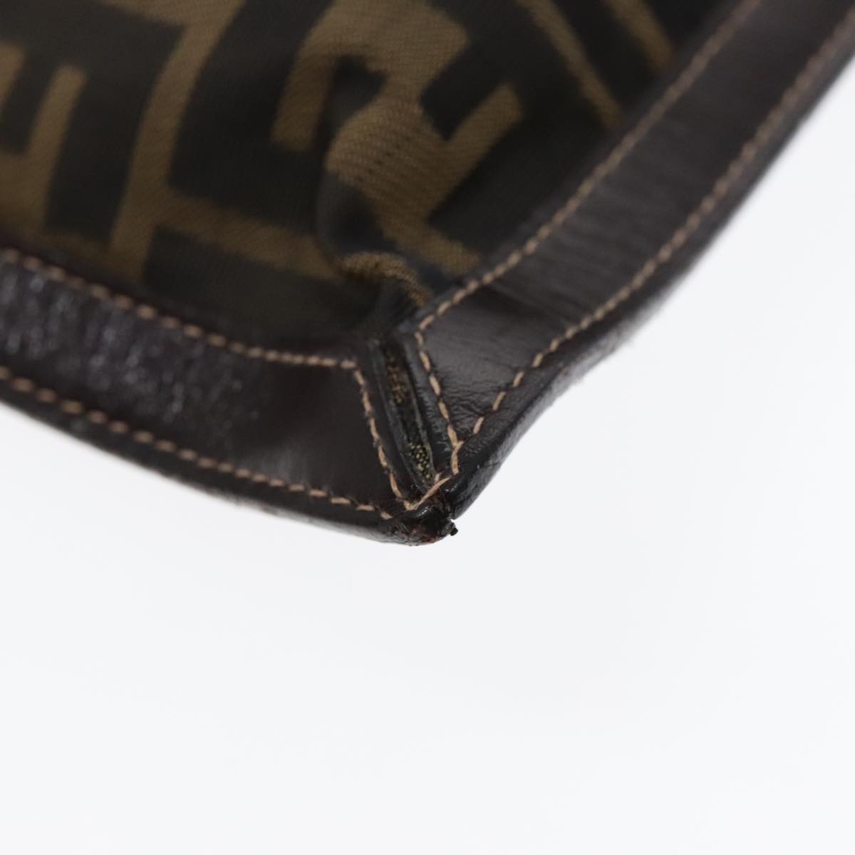 FENDI Zucca Canvas Clutch Bag Brown Black goldfm3891