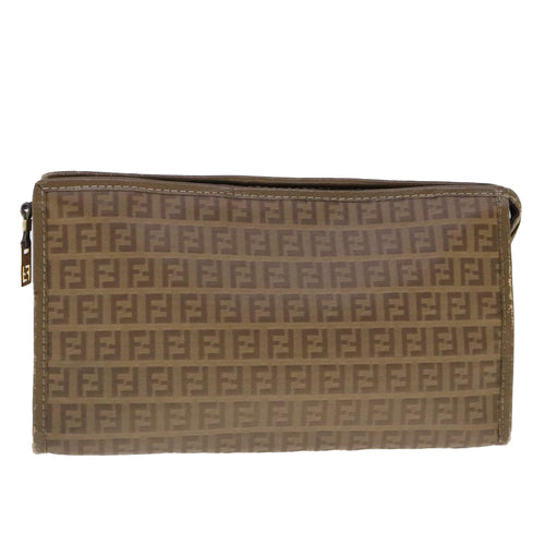 FENDI Zucchino Canvas Clutch Bag Beigefm3916