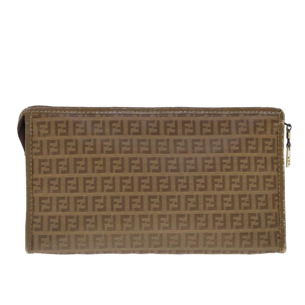 FENDI Zucchino Canvas Clutch Bag Beigefm3916