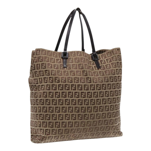 FENDI Zucchino Canvas Tote Bag Beige Brownfm3917