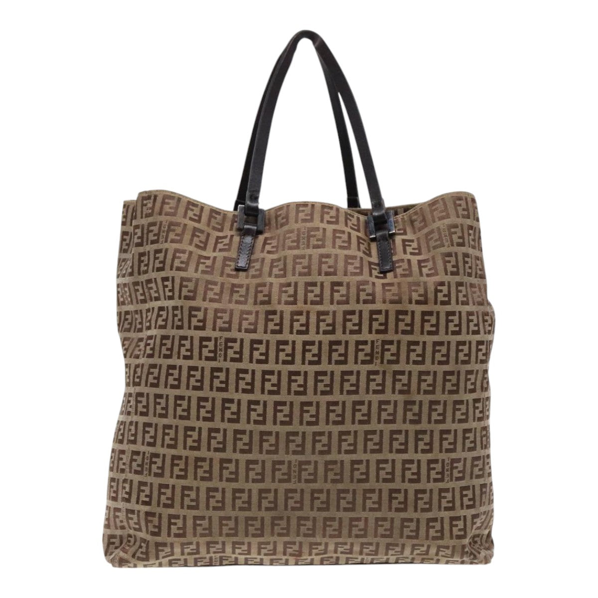 FENDI Zucchino Canvas Tote Bag Beige Brownfm3917