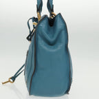 Chloe Paddington Tote Bag Leather Turquoise Blue Gold Silver fm3953