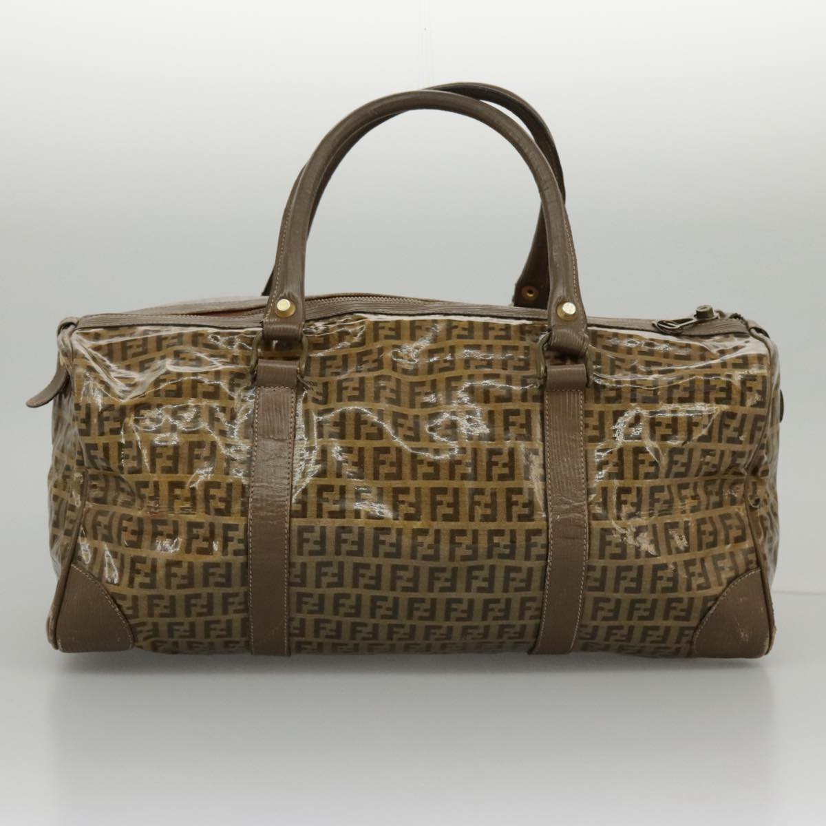 FENDI Zucchino Canvas Pouch Hand Bag Coated Canvas 3Set Beigefm3999