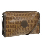 FENDI Zucchino Canvas Shoulder Bag Coated Canvas Old model Beigefm4001
