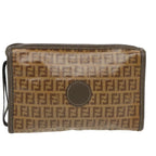 FENDI Zucchino Canvas Shoulder Bag Coated Canvas Old model Beigefm4001