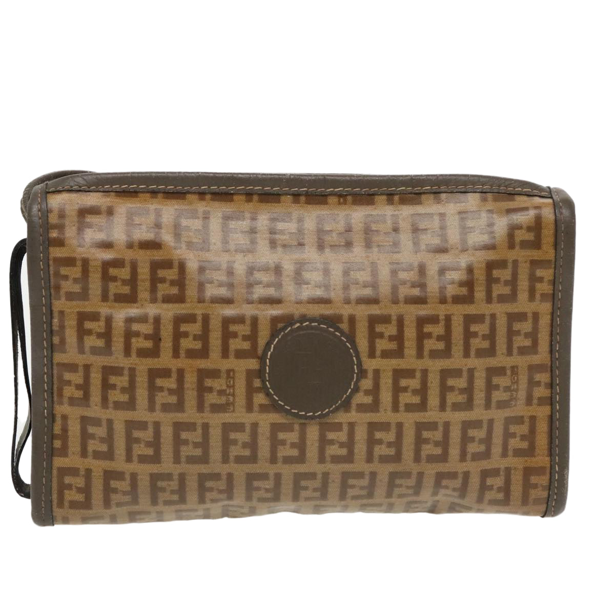 FENDI Zucchino Canvas Shoulder Bag Coated Canvas Old model Beigefm4001