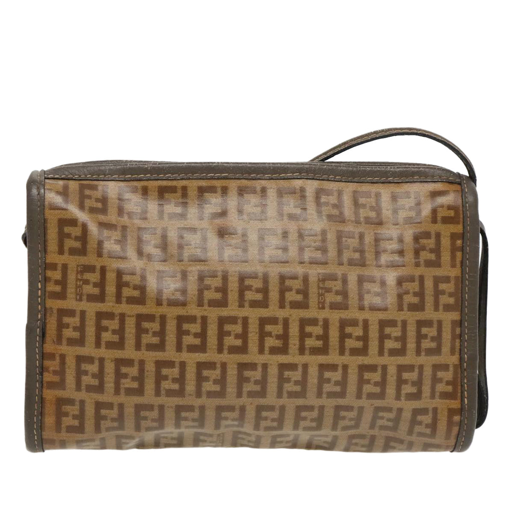 FENDI Zucchino Canvas Shoulder Bag Coated Canvas Old model Beigefm4001