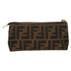 FENDI Zucca Canvas Pouch Brown Black Silverfm4028